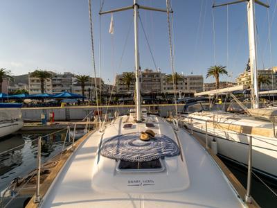 Deck of Danai (with Bowthruster ,Solar Panels, New Sails), a Bavaria 44 sailboat at Kavala, Greece