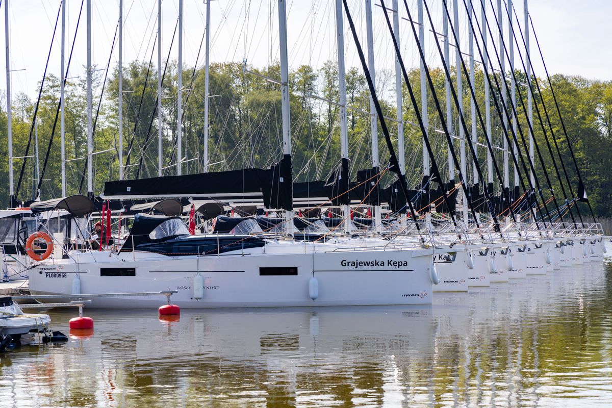 Exterior view of Zatoka Kula, a Northman Maxus 34 sailboat at Sztynort, Poland