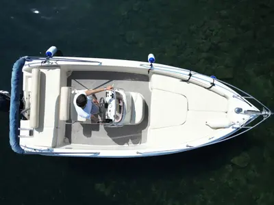 Deck of Annina, a Gulet Bellingardo 550 Sea Ghost  motorboat at Livorno, Italy