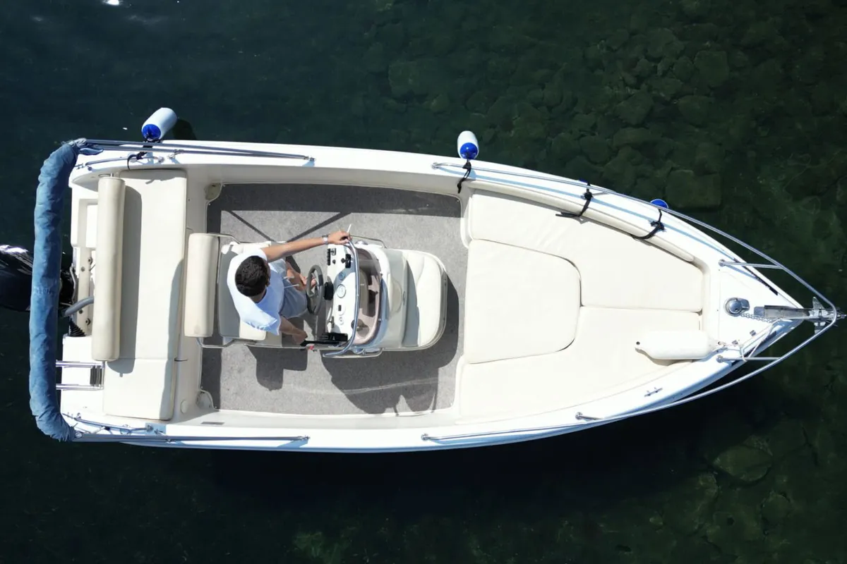 Deck of Annina, a Gulet Bellingardo 550 Sea Ghost  motorboat at Livorno, Italy
