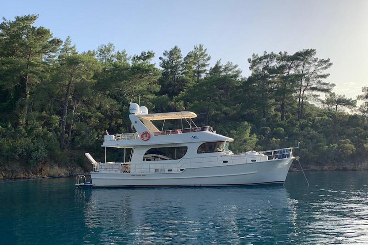 Exterior view of Atil, a Gulet Motoryacht motorboat at Fethiye, Turkey
