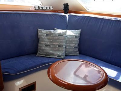 Salon of Kassiopeia, a Nautitech 47 catamaran at Marmaris, Turkey