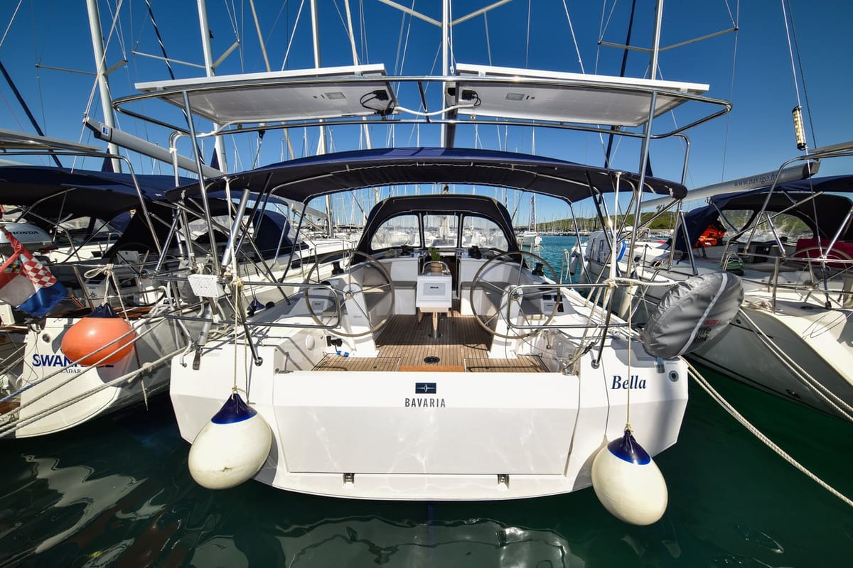 Exterior view of Bella, a Bavaria C42 sailboat at Općina Sukošan, Croatia