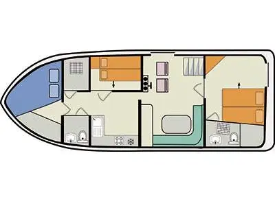 Floor plan of Minuetto - Comfort 6, a Cygnet Minuetto 6+ motorboat at Casier, Italy