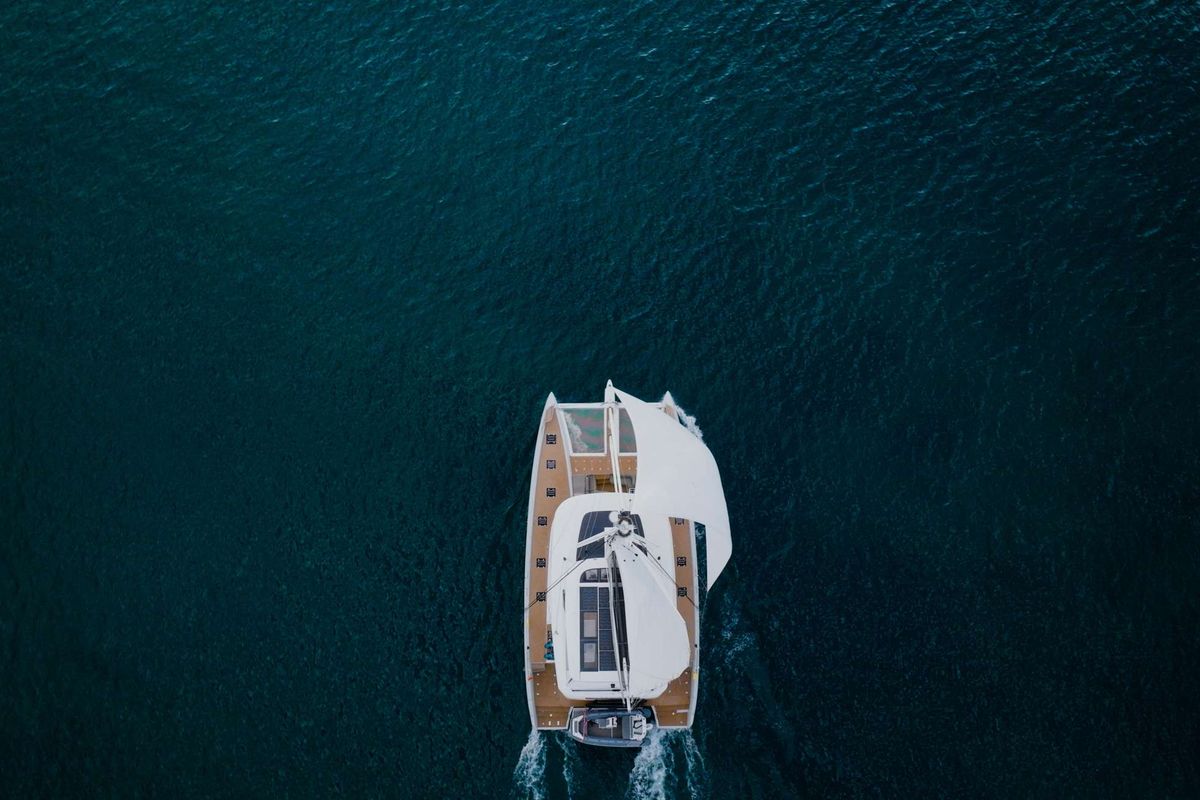 Exterior view of TriWing Endor, a Lagoon Sixty 5 catamaran at Grad Kaštela, Croatia
