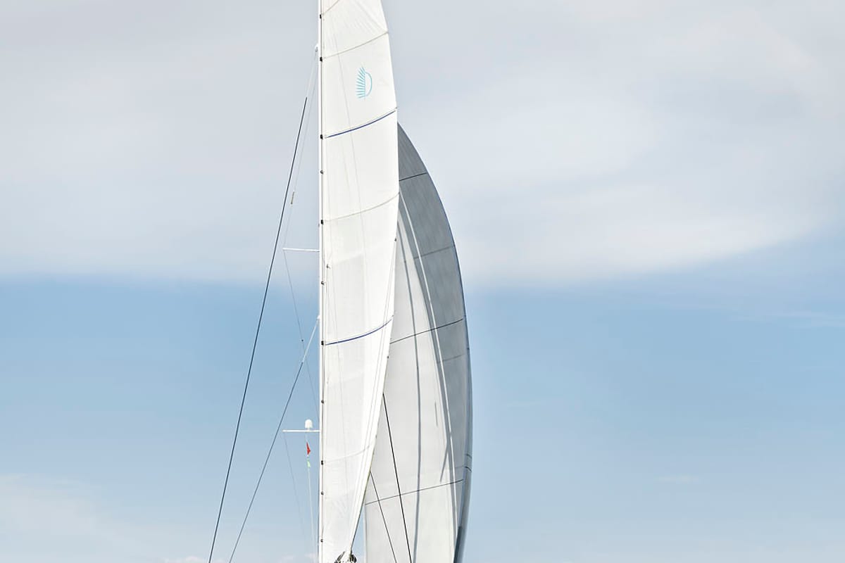 Exterior view of Emerald Gemini, a Lagoon 52 F OW catamaran at Grad Kaštela, Croatia