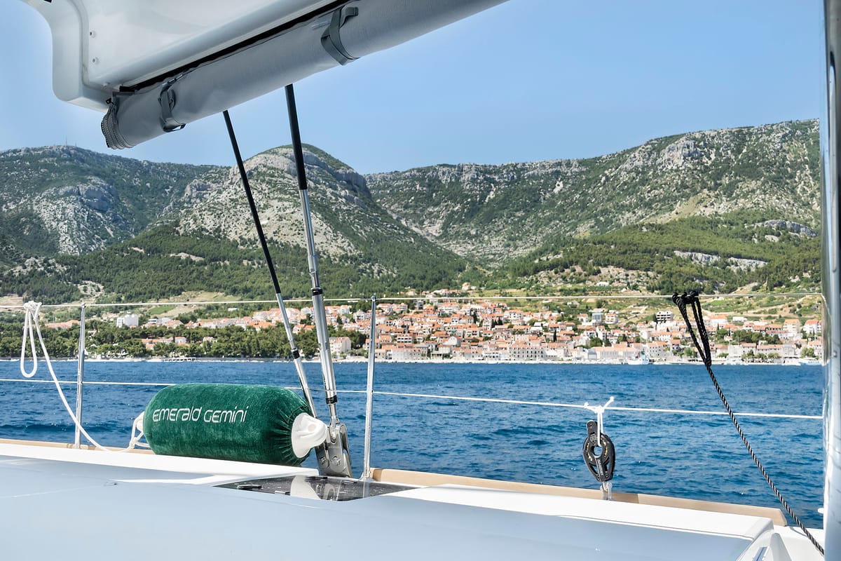 Emerald Gemini, a Lagoon 52 F OW catamaran at Grad Kaštela, Croatia