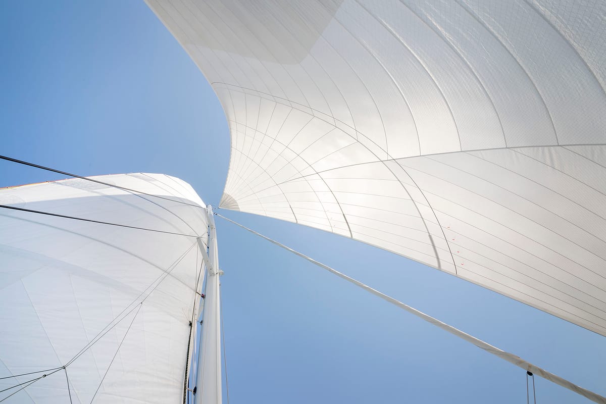 Exterior view of Emerald Gemini, a Lagoon 52 F OW catamaran at Grad Kaštela, Croatia