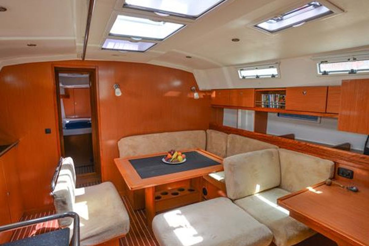 Salon of Santa Maria, a Bavaria Cruiser 45 sailboat at Fethiye, Turkey