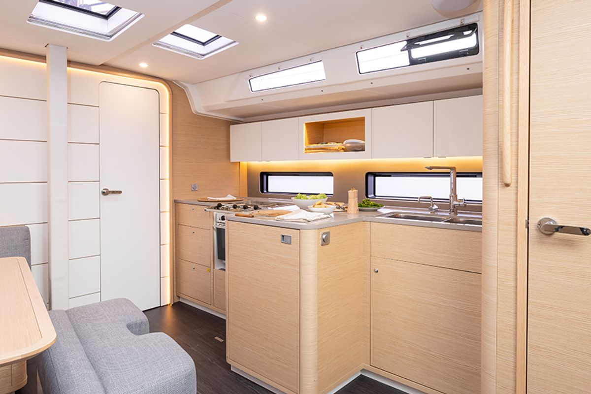 Galley of Equilibrium, a Dufour 41 sailboat at Municipal Unit of Lefkada, Greece