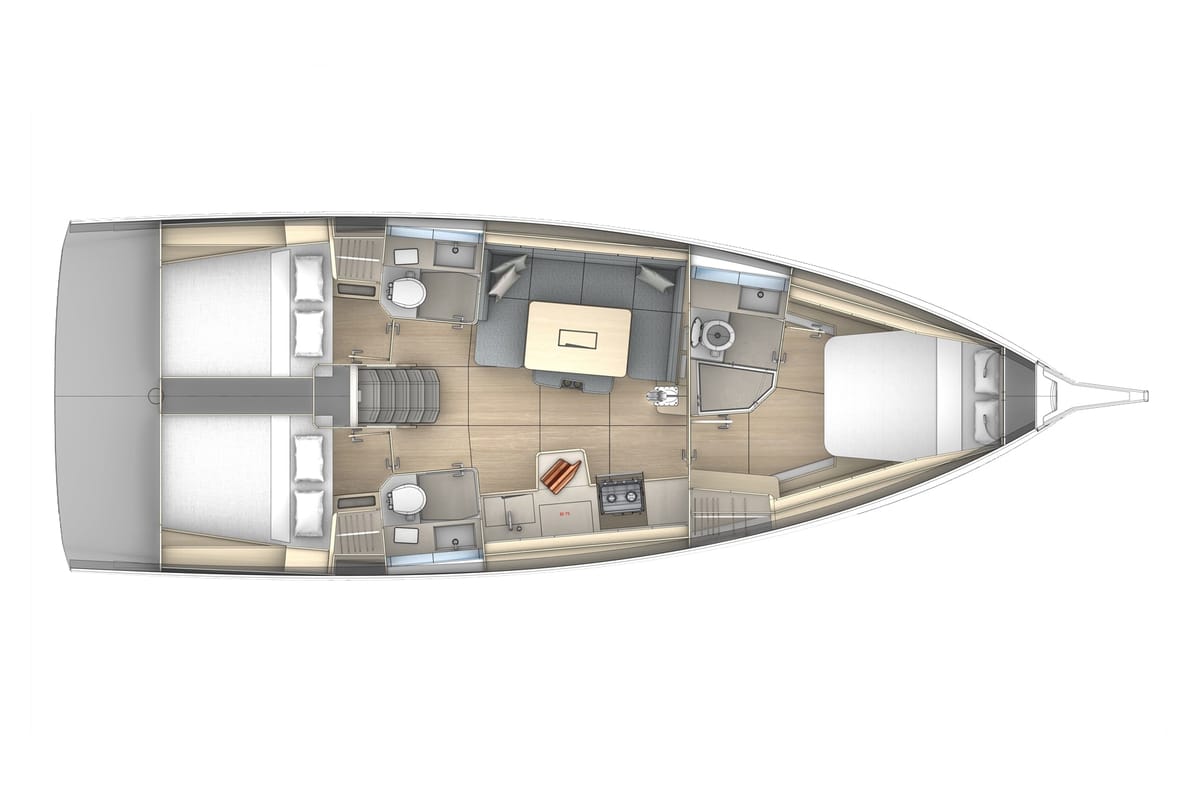 Deck of Equilibrium, a Dufour 41 sailboat at Municipal Unit of Lefkada, Greece