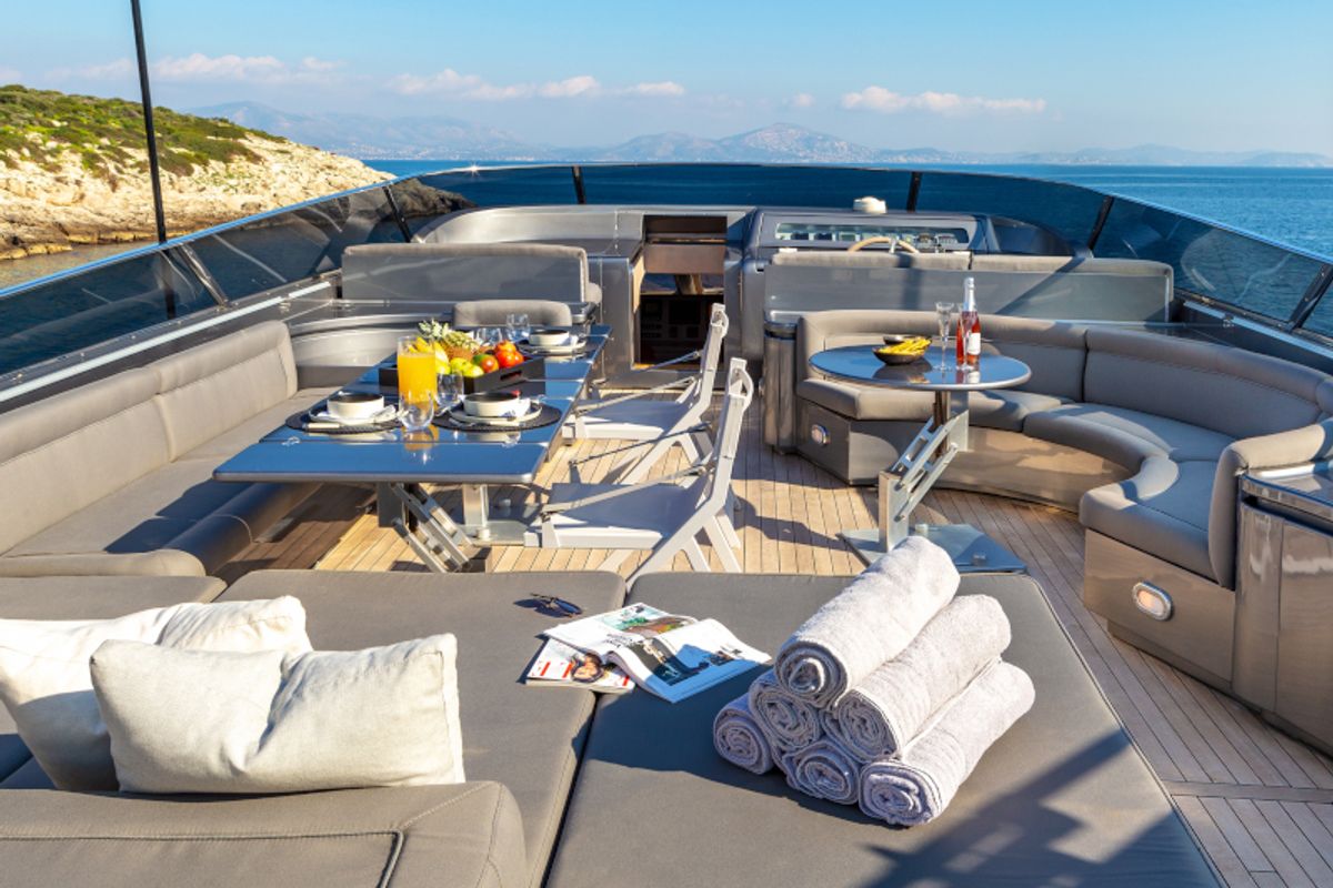 Deck of SUMMER FUN, a Admiral Yachts Admiral 101 yacht at Athens, Greece