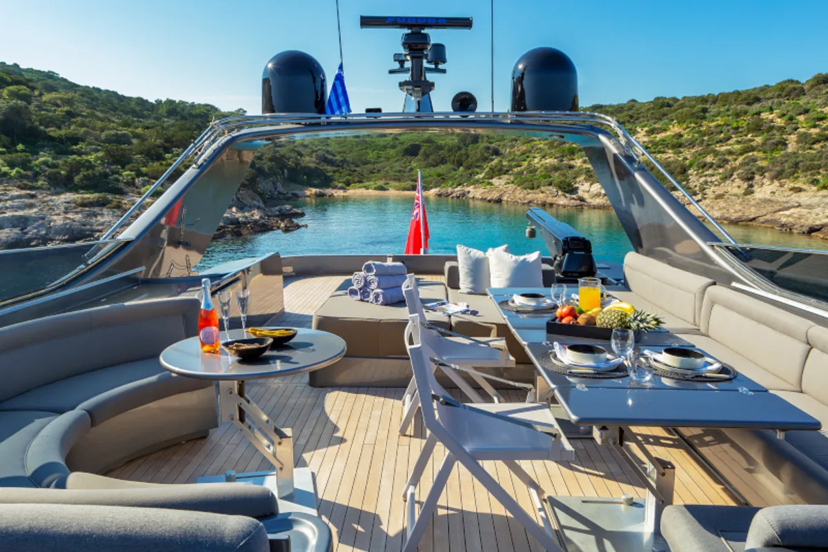 Deck of SUMMER FUN, a Admiral Yachts Admiral 101 yacht at Athens, Greece