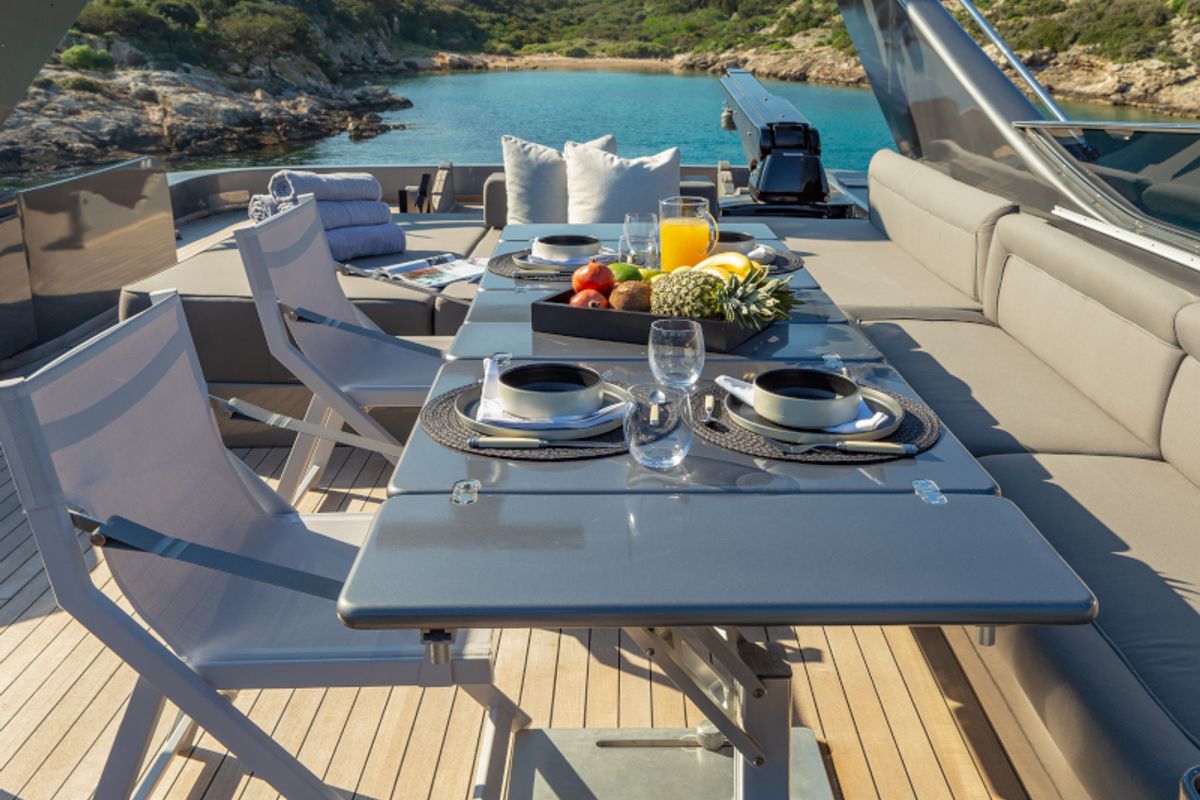 Deck of SUMMER FUN, a Admiral Yachts Admiral 101 yacht at Athens, Greece