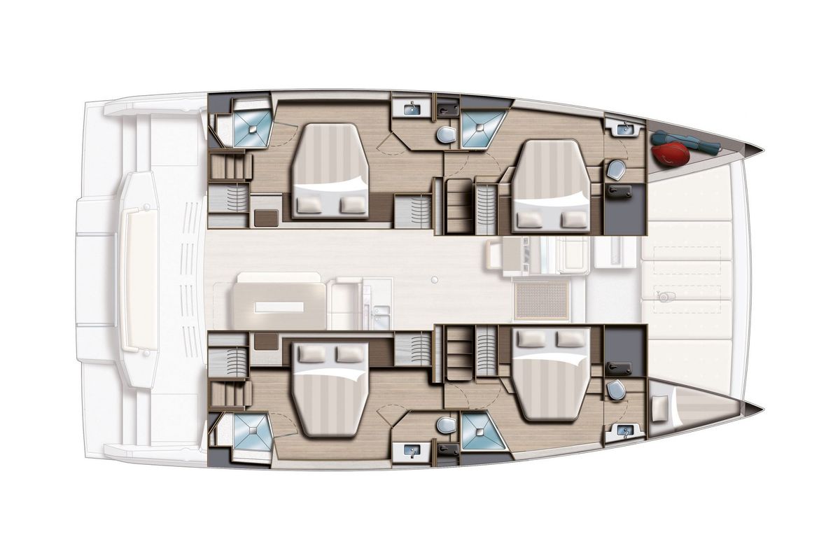 Floor plan of Premium, a Bali 4.8 catamaran at Vibo Valentia, Italy