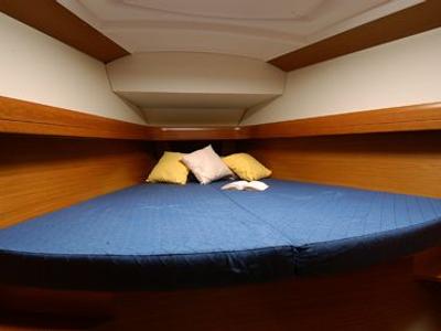 Cabin on Coral Sea, a Jeanneau Sun Odyssey 42i sailboat at Preveza, Greece