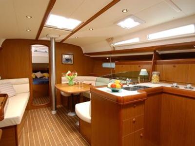 Salon of Coral Sea, a Jeanneau Sun Odyssey 42i sailboat at Preveza, Greece