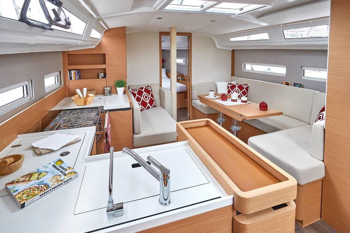 Galley of Orla, a Jeanneau Sun Odyssey 410 sailboat at Road Town, British Virgin Islands