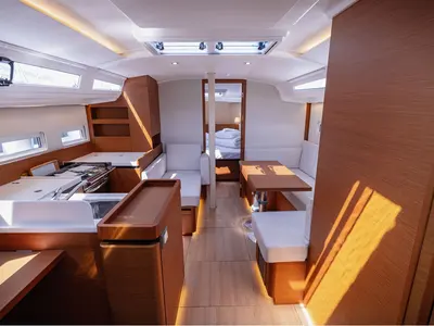 Salon of Maminti, a Jeanneau Sun Odyssey 410 sailboat at Grad Kaštela, Croatia