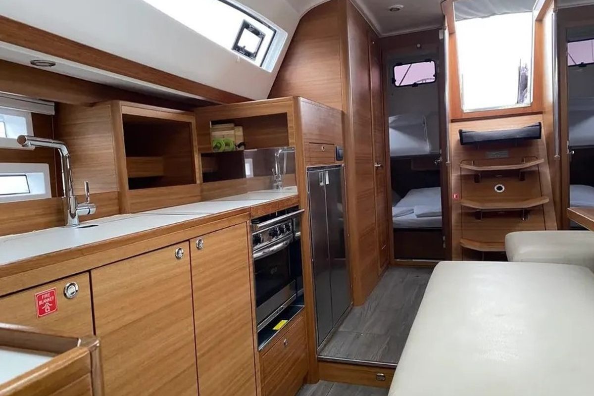 Galley of JOSI, a Elan Impression 45.1 sailboat at Grad Šibenik, Croatia