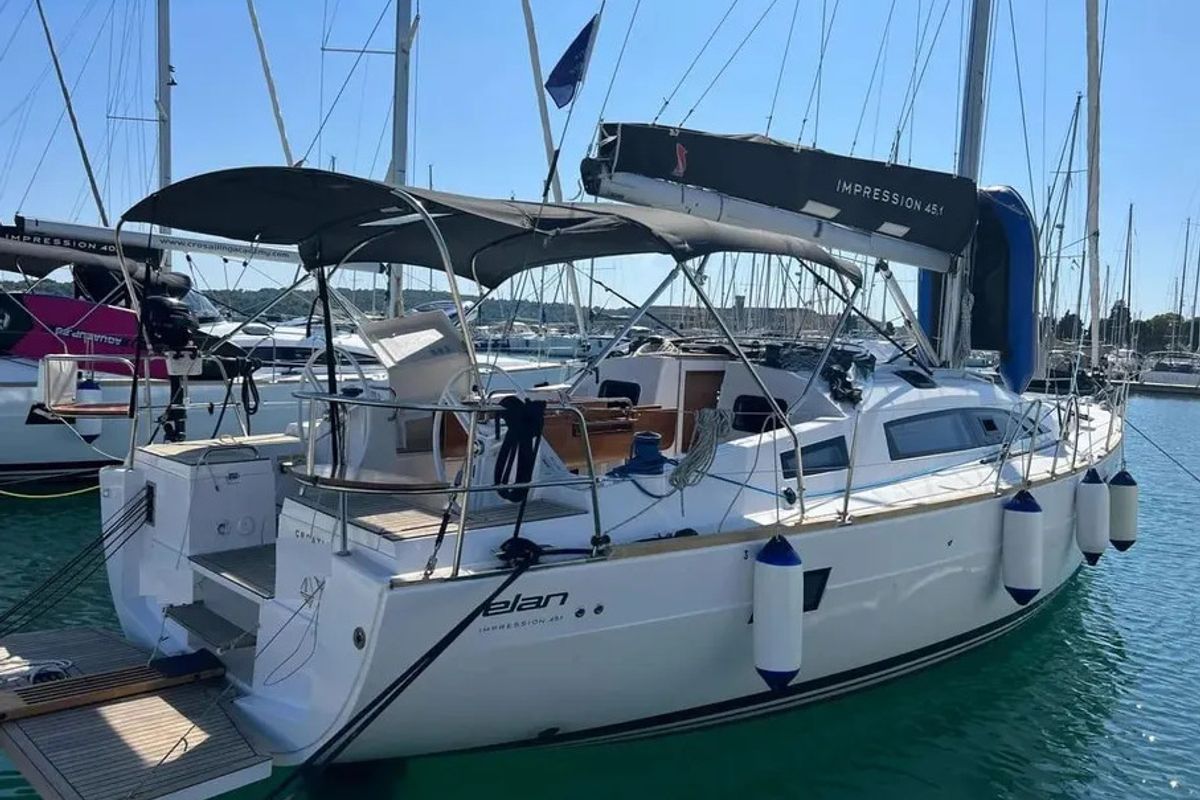 Exterior view of JOSI, a Elan Impression 45.1 sailboat at Grad Šibenik, Croatia