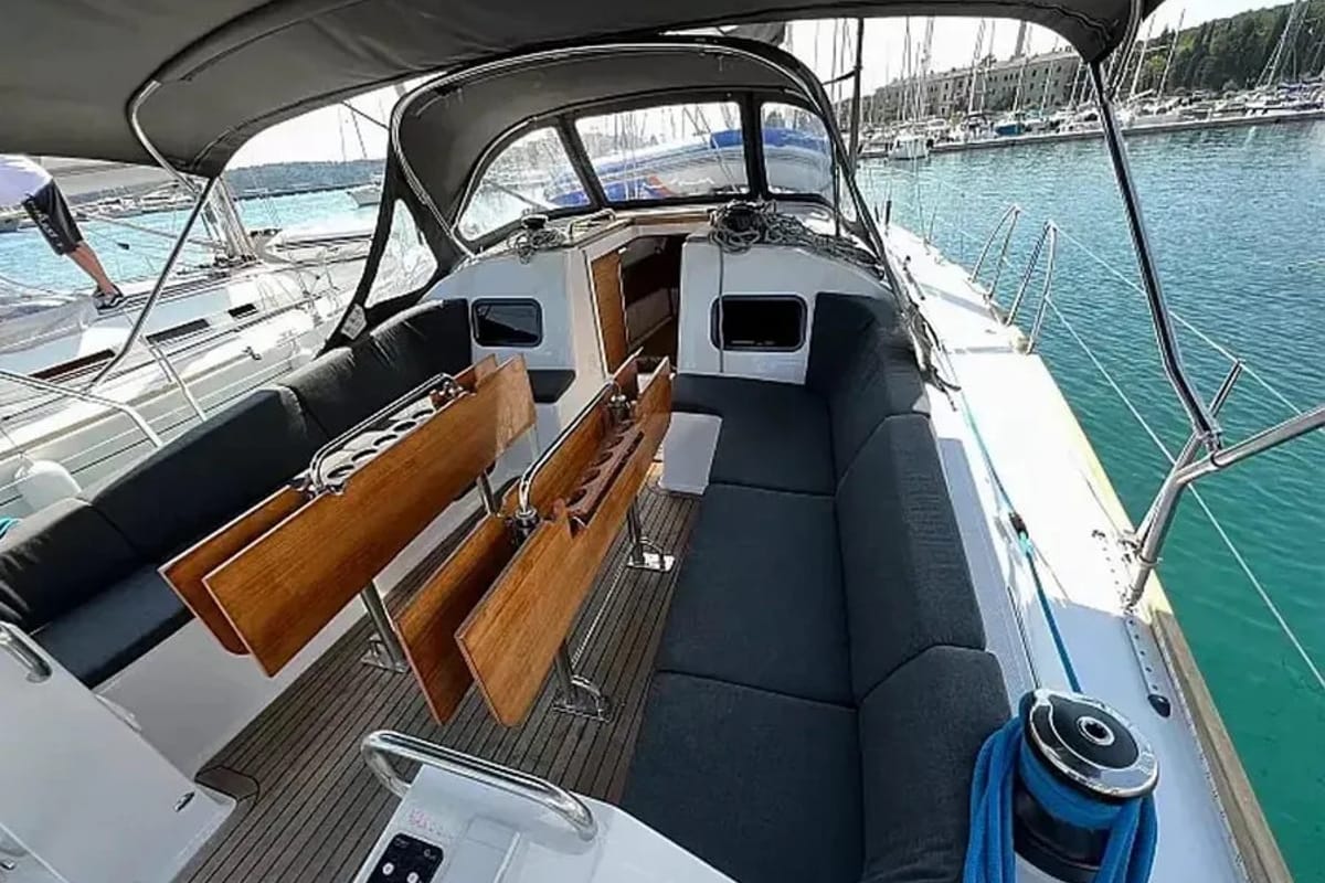 Cockpit of JOSI, a Elan Impression 45.1 sailboat at Grad Šibenik, Croatia