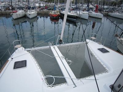 Deck of Emerald Seas, a Lagoon 400 S2 catamaran at Lavreotiki Municipal Unit, Greece