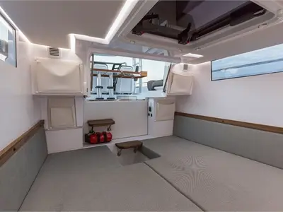 Cabin on Axopar, a Axopar 37 XC Cross Cabin motorboat at Athens, Greece