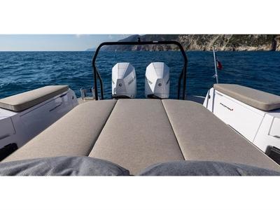 Deck of Axopar, a Axopar 37 XC Cross Cabin motorboat at Athens, Greece