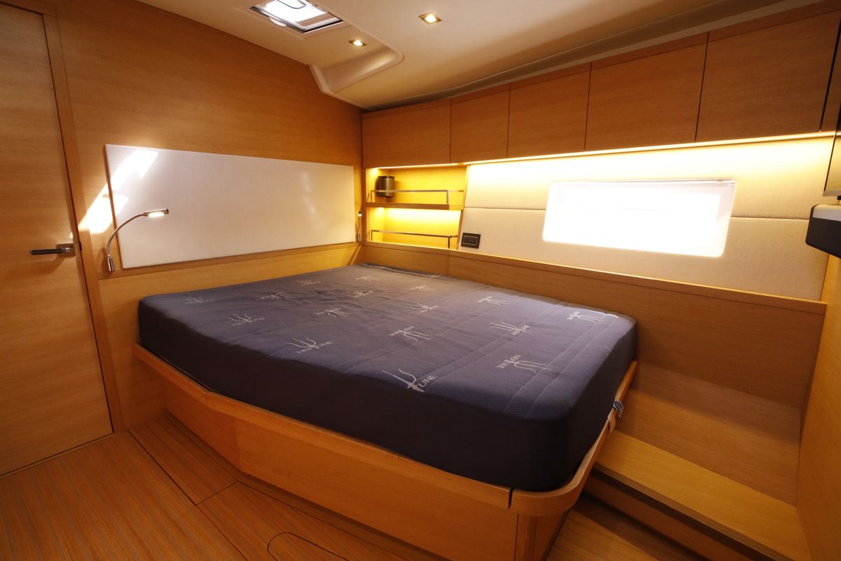 Cabin on Morfely, a Grand Soleil 58 sailboat at Cagliari, Italy