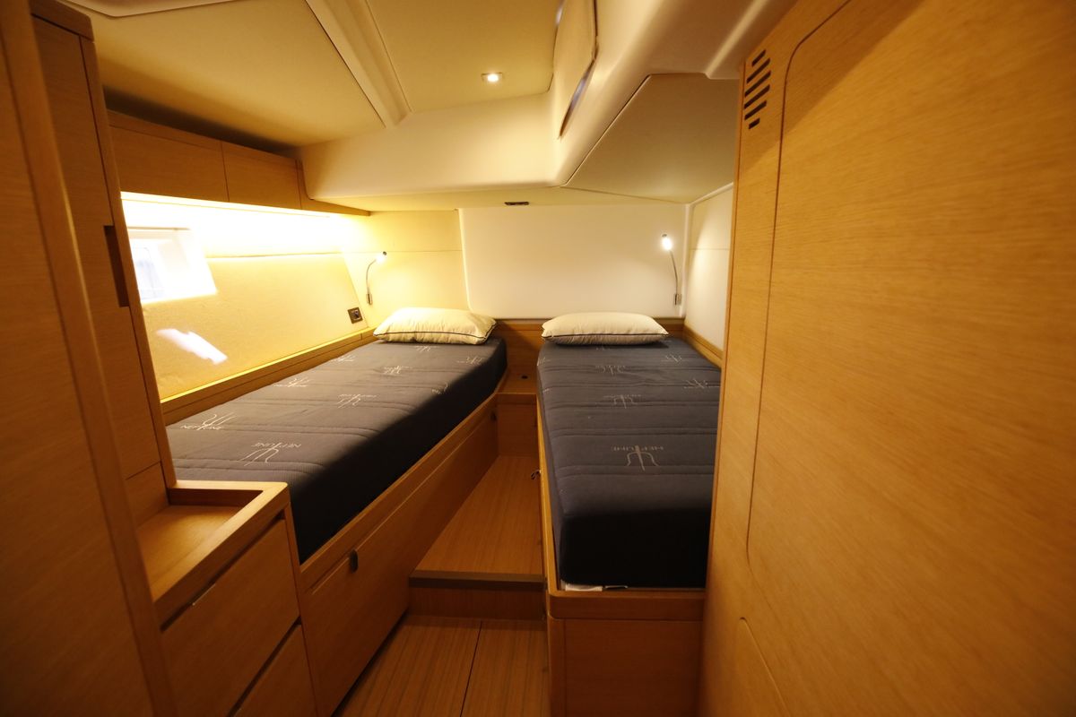 Cabin on Morfely, a Grand Soleil 58 sailboat at Cagliari, Italy
