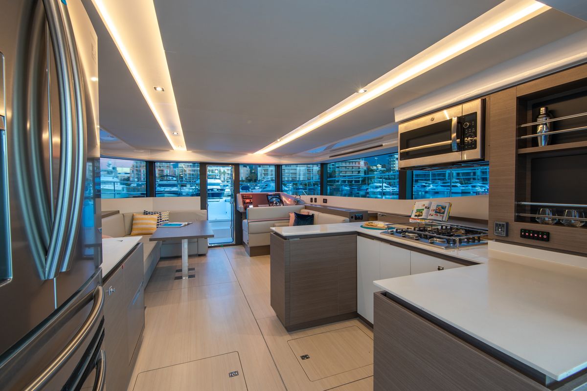Salon of Moorings 534 PC/8+1 Exclusive, a Leopard 53 PC catamaran at Central Abaco, Bahamas