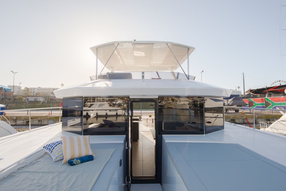 Exterior view of Moorings 534 PC/8+1 Exclusive, a Leopard 53 PC catamaran at Central Abaco, Bahamas