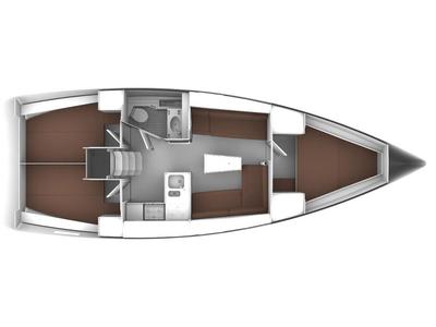 Floor plan of Blue Tone, a Bavaria Cruiser 37 sailboat at Betina, Croatia