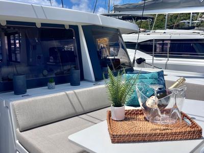 Deck of Hard Deck, a Bali 4.2 catamaran at Parham Town, British Virgin Islands