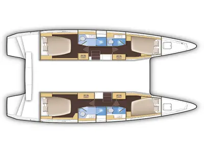 Floor plan of Cucù, a Lagoon 42 catamaran at La Spezia, Italy