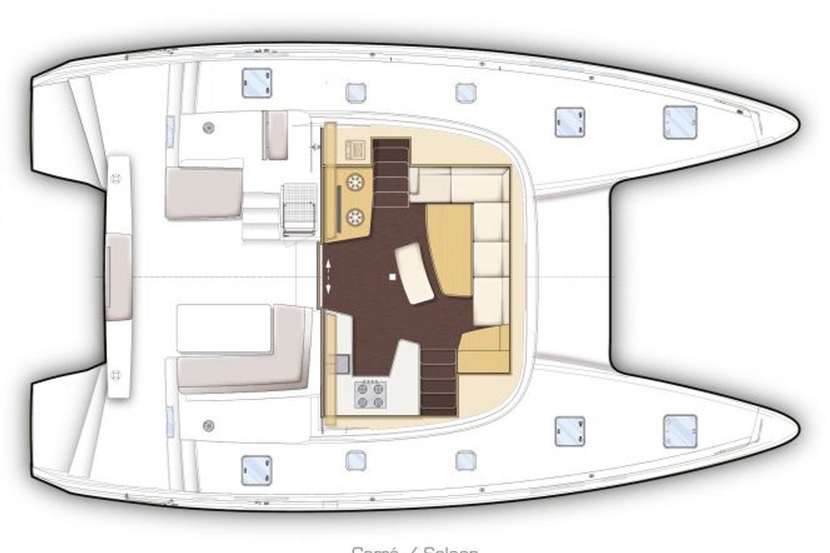 Floor plan of Cucù, a Lagoon 42 catamaran at La Spezia, Italy