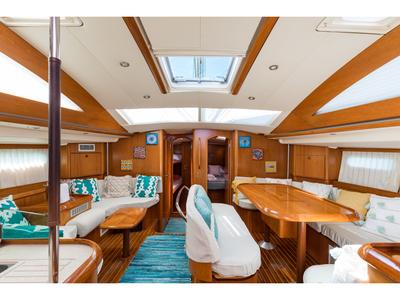 Salon of Morpheus, a Jeanneau Sun Odyssey 54DS sailboat at Gouvia, Greece
