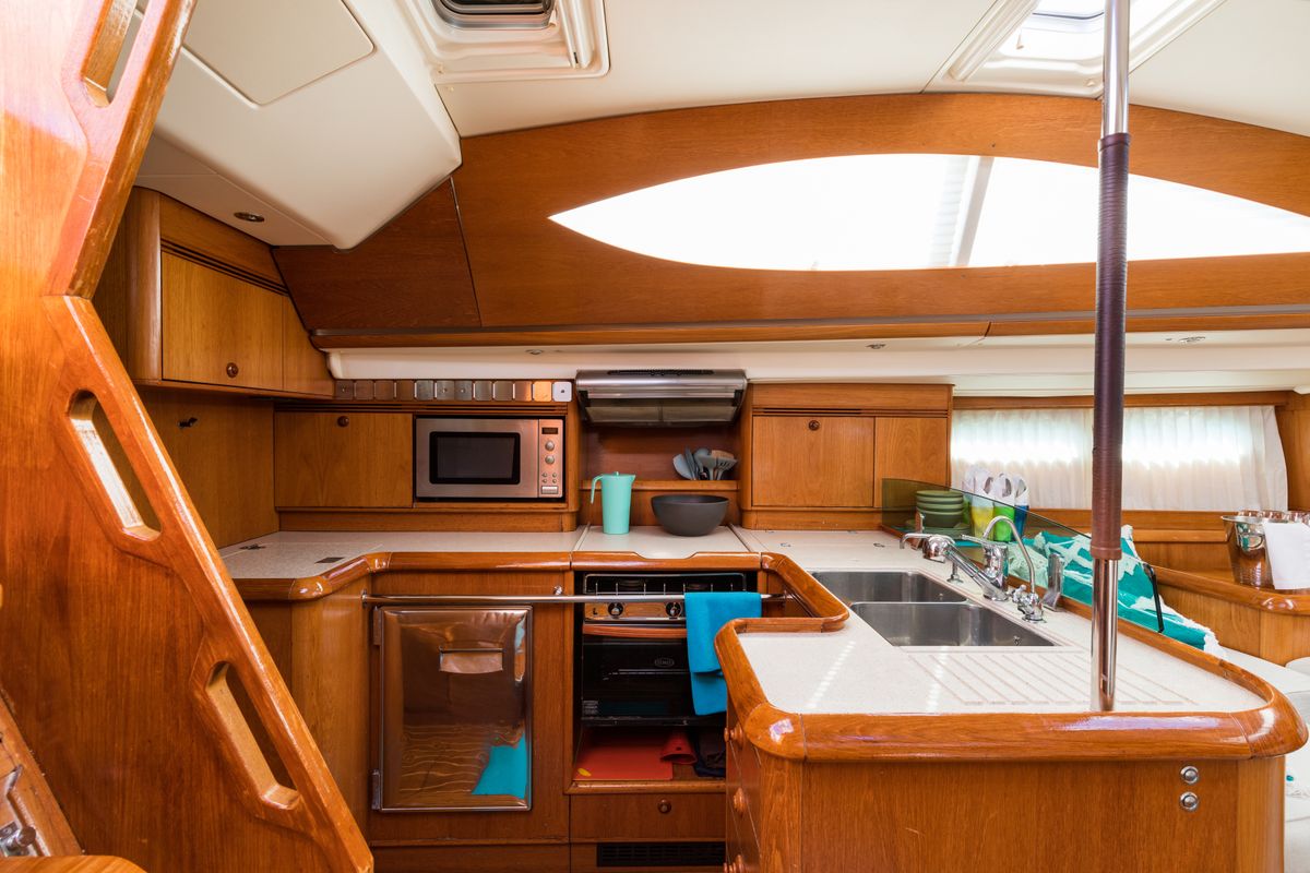 Galley of Morpheus, a Jeanneau Sun Odyssey 54DS sailboat at Gouvia, Greece