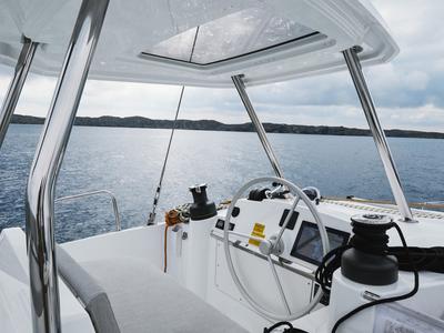 Cockpit of La Calma, a Bali 4.4 catamaran at Pirovac, Croatia