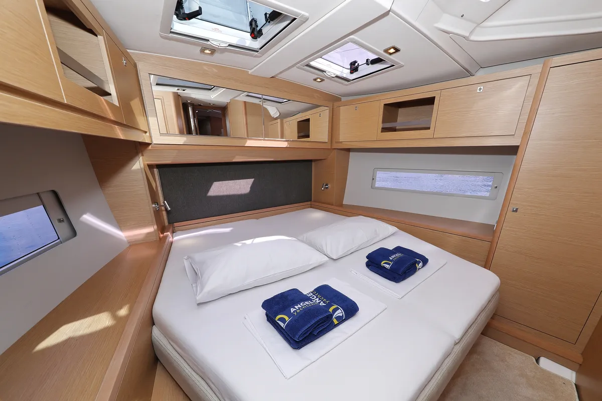 Cabin on Jolie, a Dufour 470 sailboat at Grad Biograd na Moru, Croatia