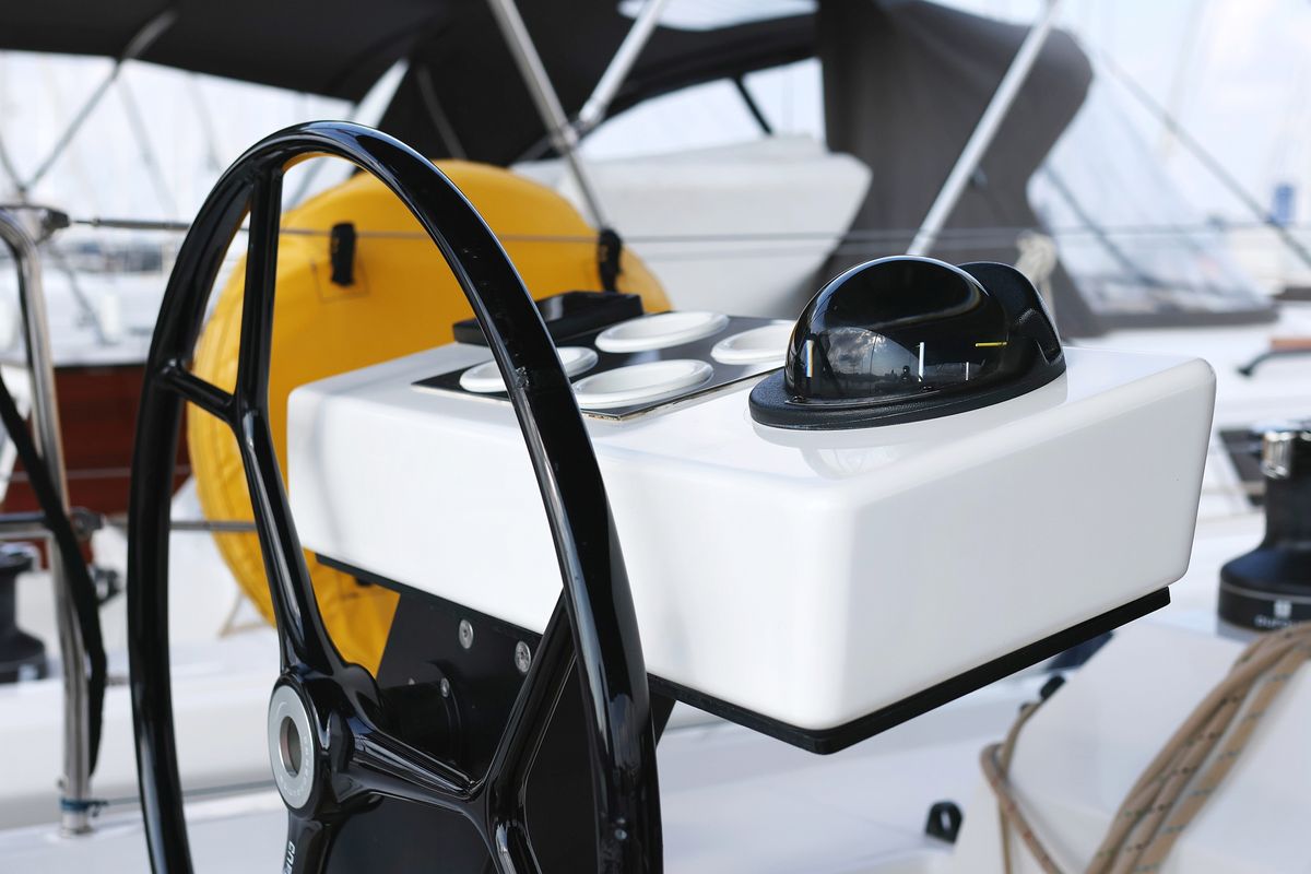 Deck of Jolie, a Dufour 470 sailboat at Grad Biograd na Moru, Croatia