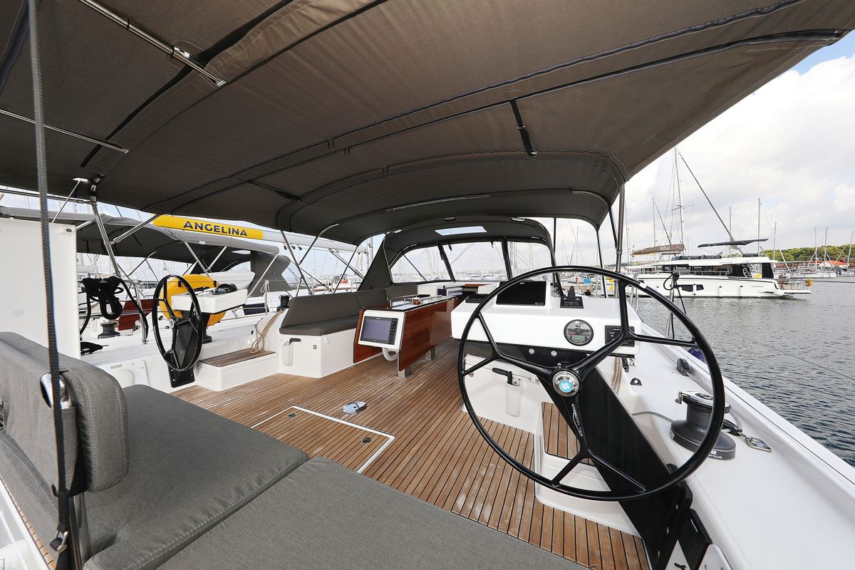 Cockpit of Jolie, a Dufour 470 sailboat at Grad Biograd na Moru, Croatia