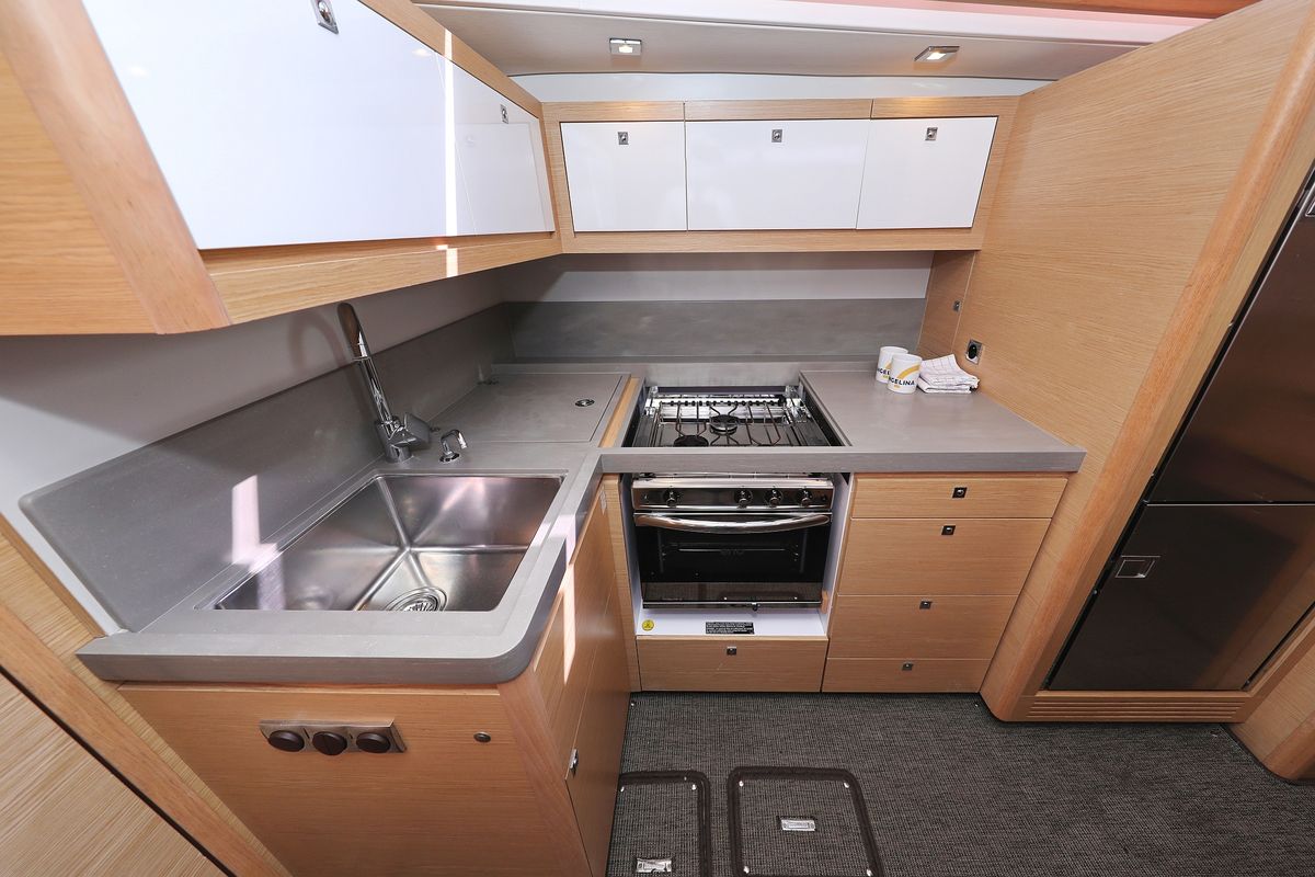 Galley of Jolie, a Dufour 470 sailboat at Grad Biograd na Moru, Croatia