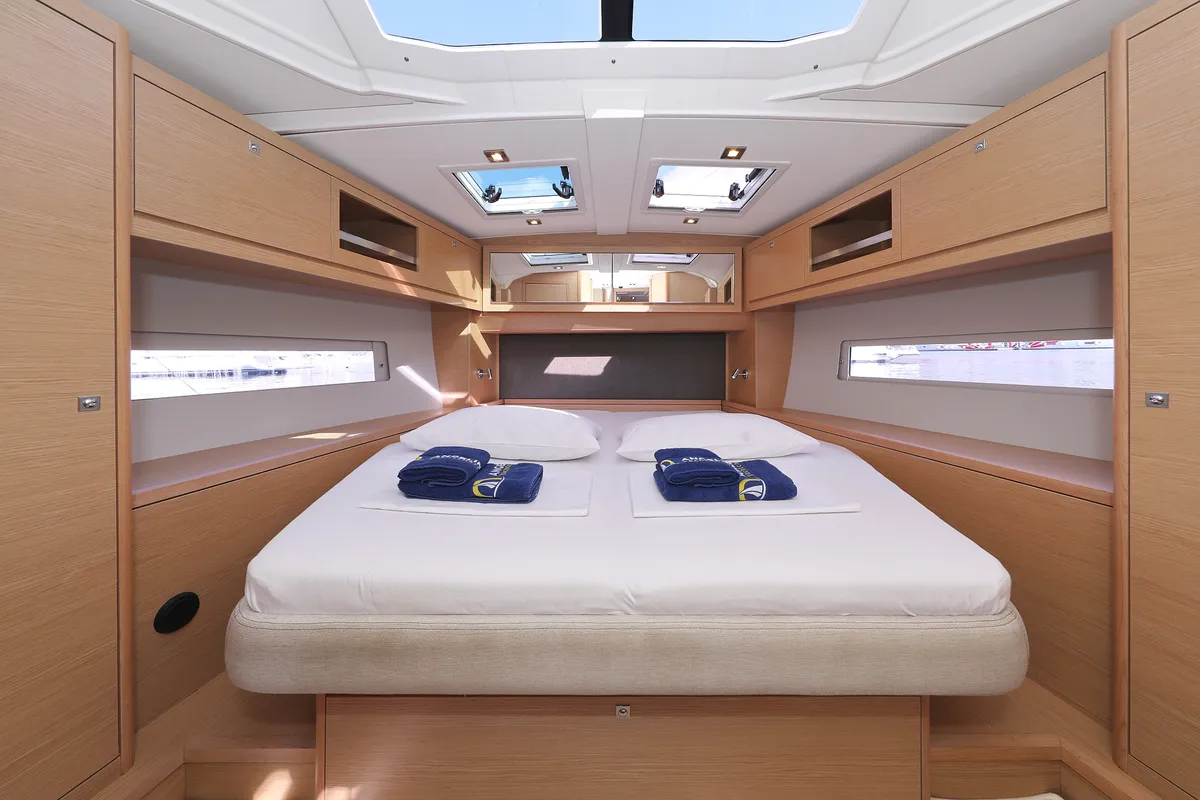 Cabin on Jolie, a Dufour 470 sailboat at Grad Biograd na Moru, Croatia