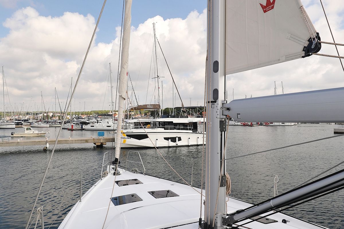 Exterior view of Jolie, a Dufour 470 sailboat at Grad Biograd na Moru, Croatia