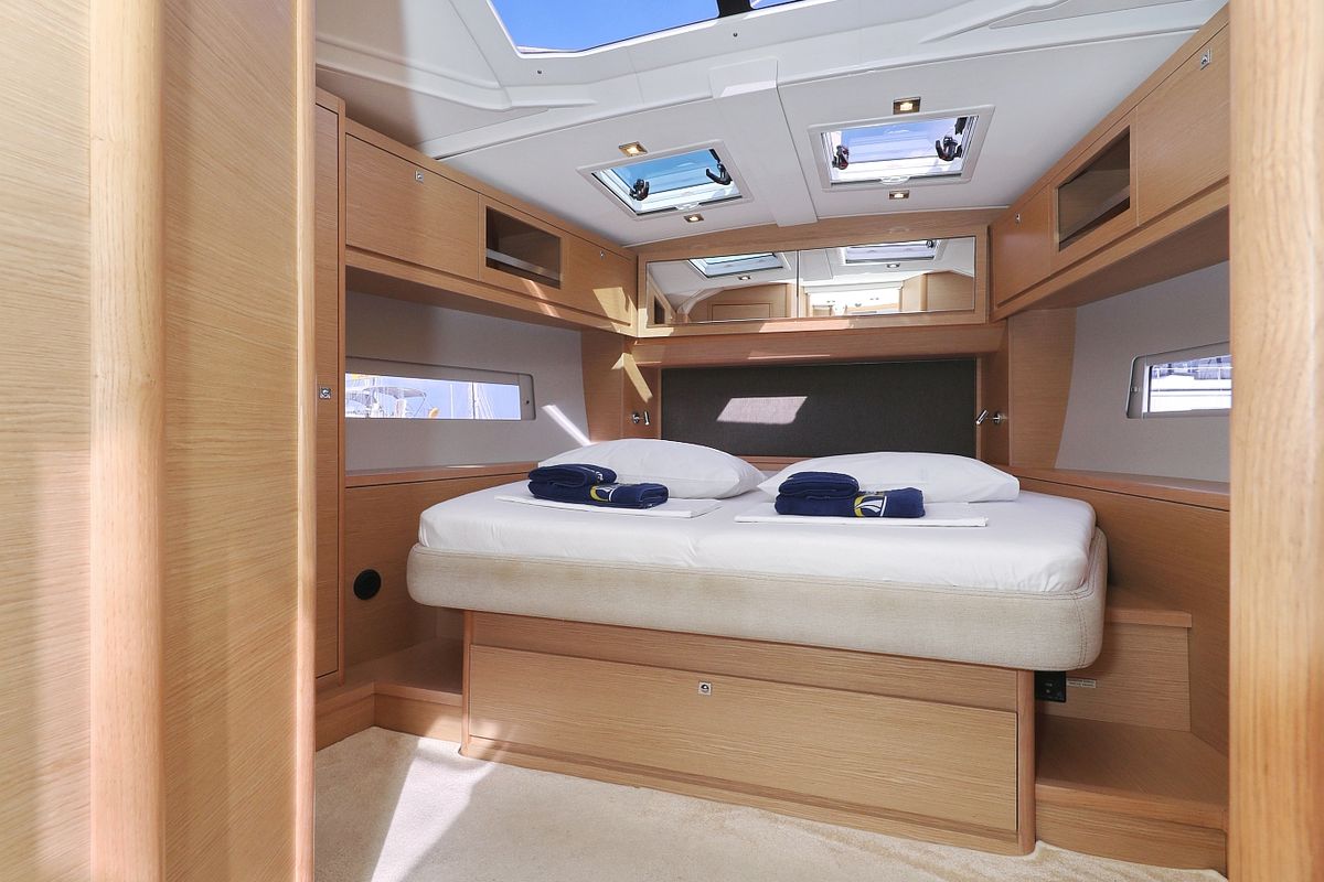 Cabin on Jolie, a Dufour 470 sailboat at Grad Biograd na Moru, Croatia