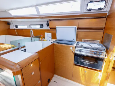 Galley of Ventus, a Jeanneau Sun Odyssey 449 sailboat at Grad Kaštela, Croatia