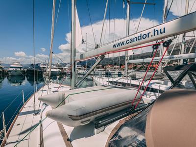 Deck of Ventus, a Jeanneau Sun Odyssey 449 sailboat at Grad Kaštela, Croatia