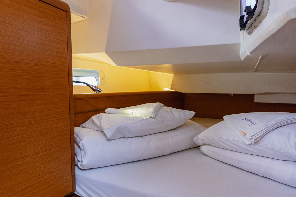 Cabin on Ventus, a Jeanneau Sun Odyssey 449 sailboat at Grad Kaštela, Croatia